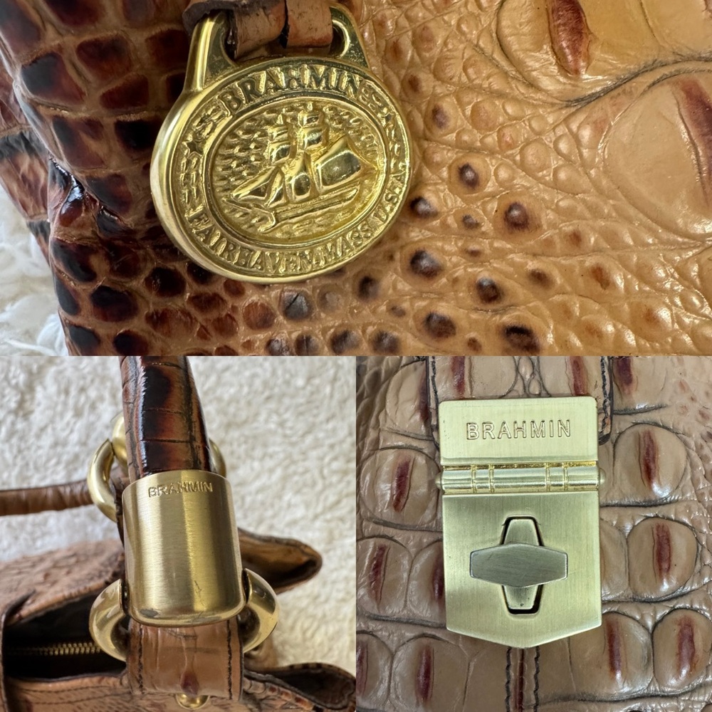 BRAHMIN Melbourne Elisa Toasted Croc Satchel Bag Purse & Wallet - Picture 16 of 16